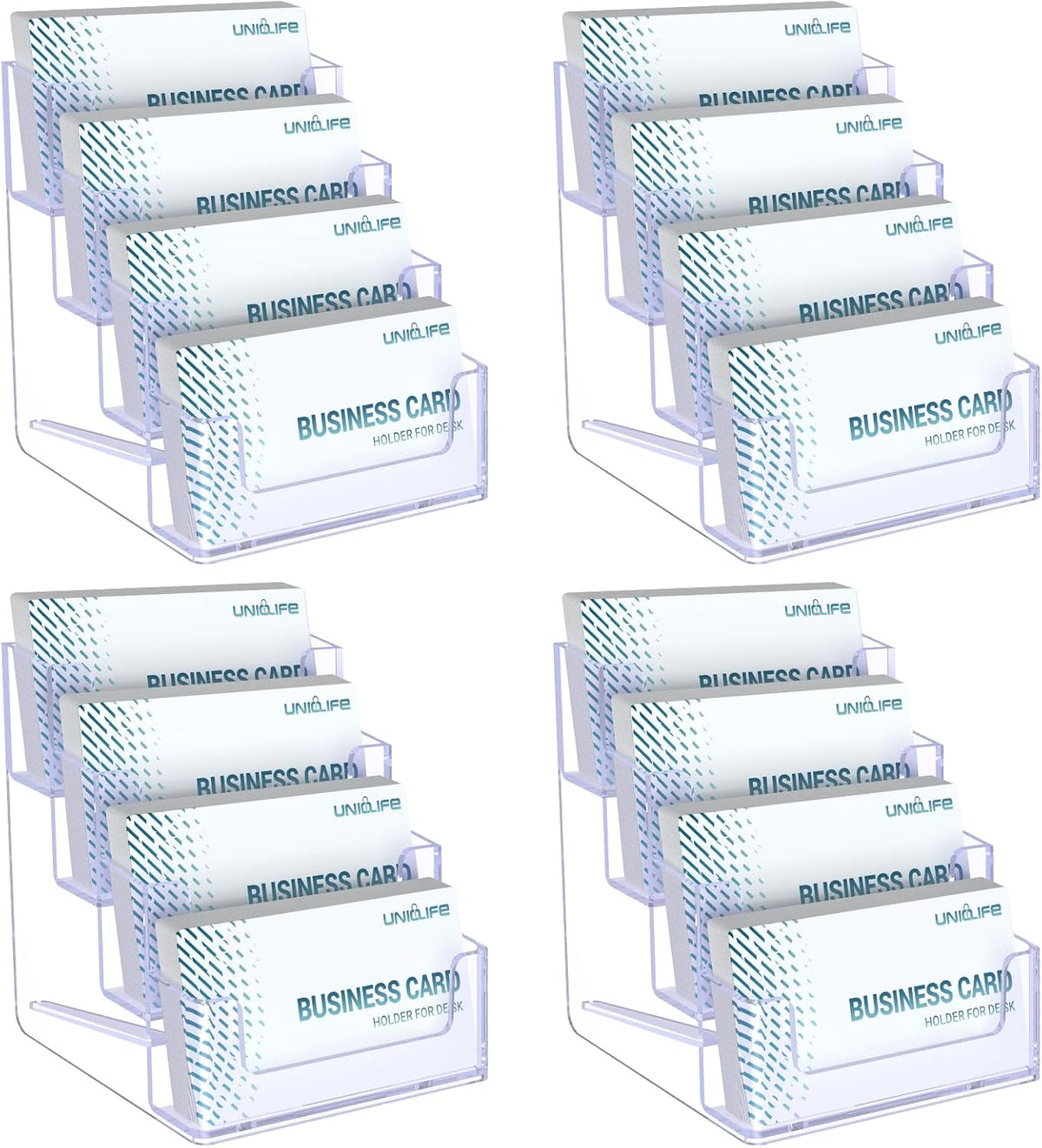 Uniclife Acrylic Business Card Holder for Desk 1 Slot Clear Business Card Display Stand for Men & Women Desktop Business Card Organizer Card Stand for Office Home Exhibition, 60 Card Capacity