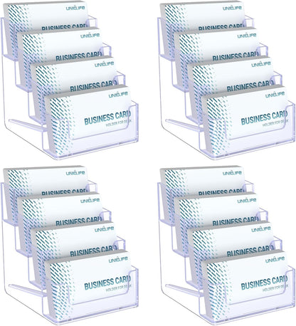 Uniclife Acrylic Business Card Holder for Desk 1 Slot Clear Business Card Display Stand for Men & Women Desktop Business Card Organizer Card Stand for Office Home Exhibition, 60 Card Capacity