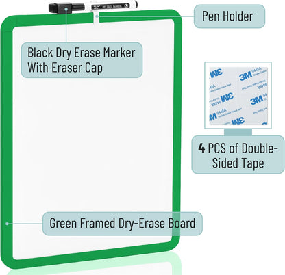 Dry Erase Board, 14” x 11”, White Frame