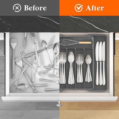 Expandable Silverware Drawer Organizer, Kitchen Utensil Tray
