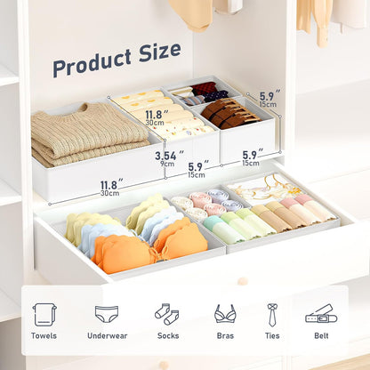 Drawer Organizer Clothes, Dresser Organizer, Foldable Closet Organizers and Storage, Fabric Dresser Bins, Drawer Dividers for Nursery, Baby Clothes, Underwears, Sock (Beige)