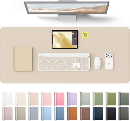 YSAGi Leather Desk Pad Protector, Office Desk Mat, Large Mouse Pad, Non-Slip PU Leather Desk Blotter, Waterproof Laptop Desk Writing Pad for Office and Home (23.6" x 13.8", Eggshell) - Colors A