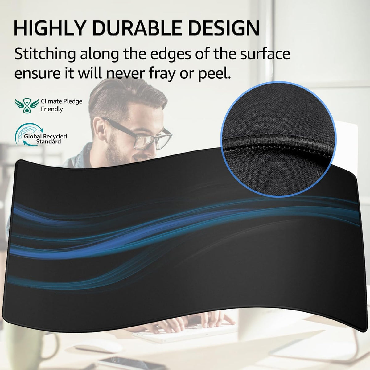 KTRIO Large Gaming Mouse Pad Desk Mat for Gamer, 31.5" x 11.8", Black, XL | Extended Size Design, Superior Micro-Weave Cloth, Non-Slip Rubber Base, Durable Stitched Edges, Water-Resistant Coating