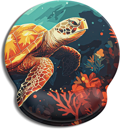 Ergonomic Mouse Pad with Wrist Rest, Comfortable Silicone Non-Slip Computer Pain Relief Gel Mouse Mat with Wrist Support for Gaming, Work, Office, Women & Men, Cute Pattern, Beige