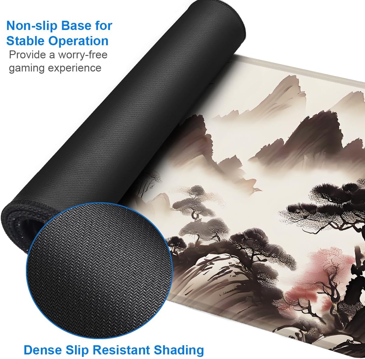 Large Gaming Mouse Pad, 31.5x15.7 inch Large Extended Computer Keyboard Mouse Mat, Water Resist Non-Slip Mousepad Rubber Base Long XXL Desk Mouse Pad for Work & Gaming, Office & Home, Black