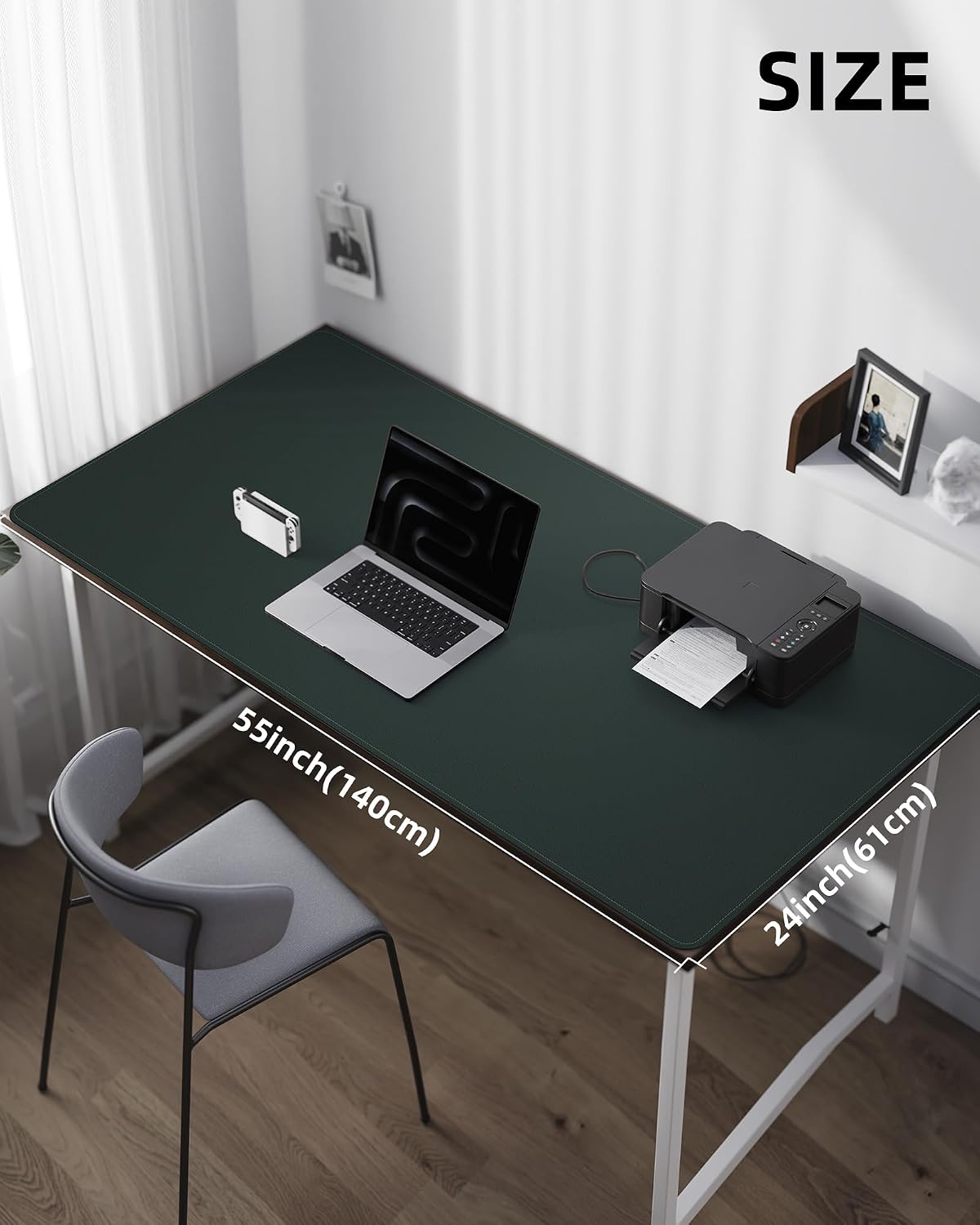 AFIING Large Desk Mat 55" x 24" - PU Leather Desk Pad Protector, Waterproof Non-Slip Extended Mouse Pad for Office Desk, Keyboard, Laptop and Home Workspace (Black)