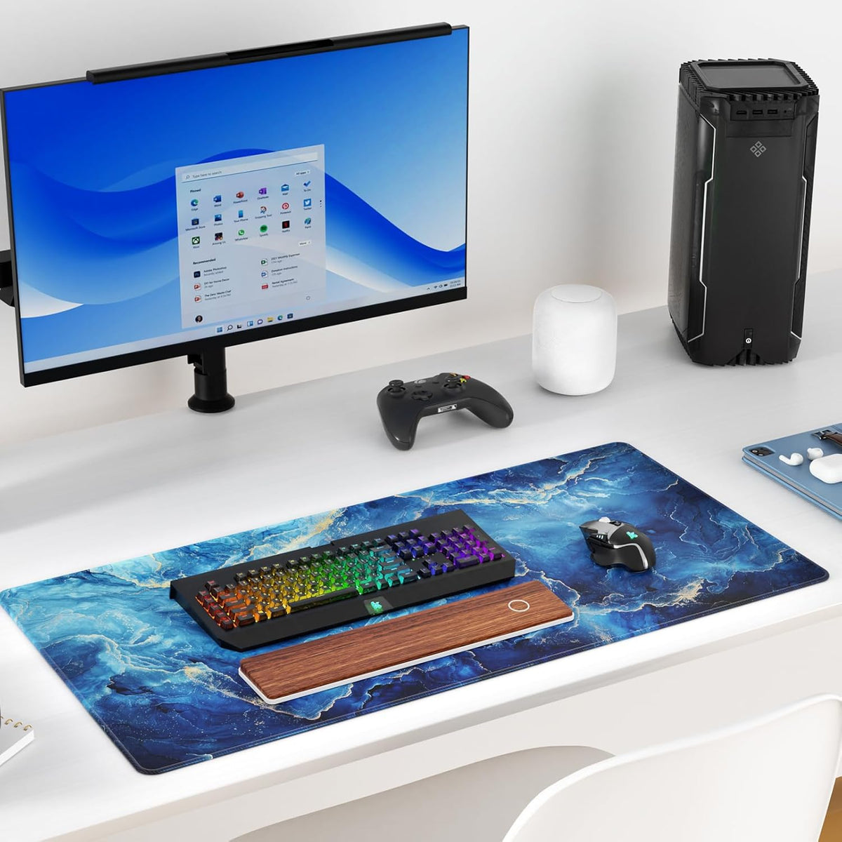 KTRIO Large Gaming Mouse Pad Desk Mat for Gamer, 31.5" x 11.8", Black, XL | Extended Size Design, Superior Micro-Weave Cloth, Non-Slip Rubber Base, Durable Stitched Edges, Water-Resistant Coating