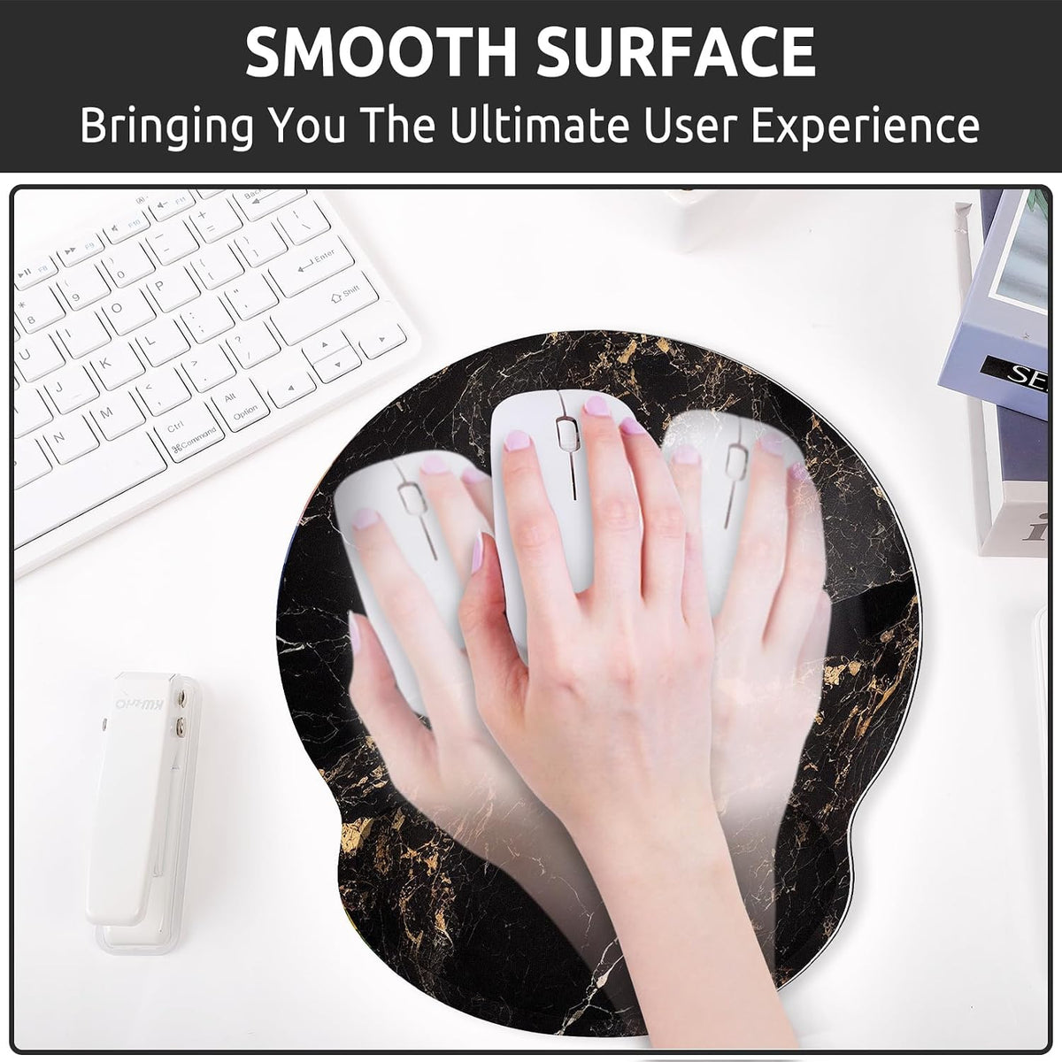 KONVINIT Ergonomic Mouse Pad with Wrist Rest, Small Mousepad with Non-Slip Rubber Base and Smooth Surface, Beach Mouse Pads for Desk, Office Desk Accessories