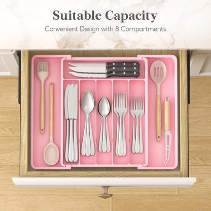 Expandable Silverware Drawer Organizer, Kitchen Utensil Tray