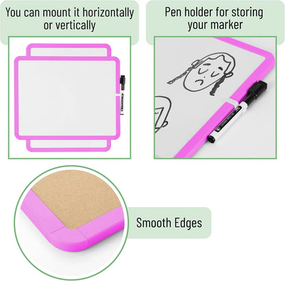 Dry Erase Board, 14” x 11”, White Frame