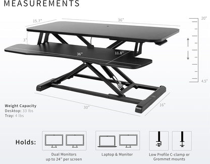 Black 32 in Standing Desk Converter, DESK-V000K