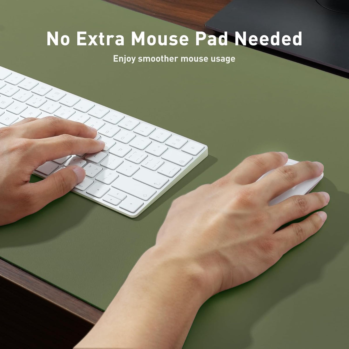 Aothia Leather Office Desk Pad Protector, Non-Slip PU Leather Desk Blotter, Waterproof Laptop Writing Mouse Pad for Office and Home, Black, 31.5" x 15.7" - Colors A