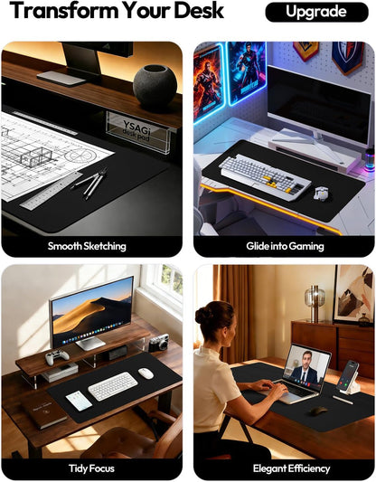 YSAGi Leather Desk Pad Protector, Large Mouse Pad, Non-Slip PU Leather Desk Blotter, Waterproof Writing Pad for Office and Home (31.5" x 15.8", Eggshell) - Colors B