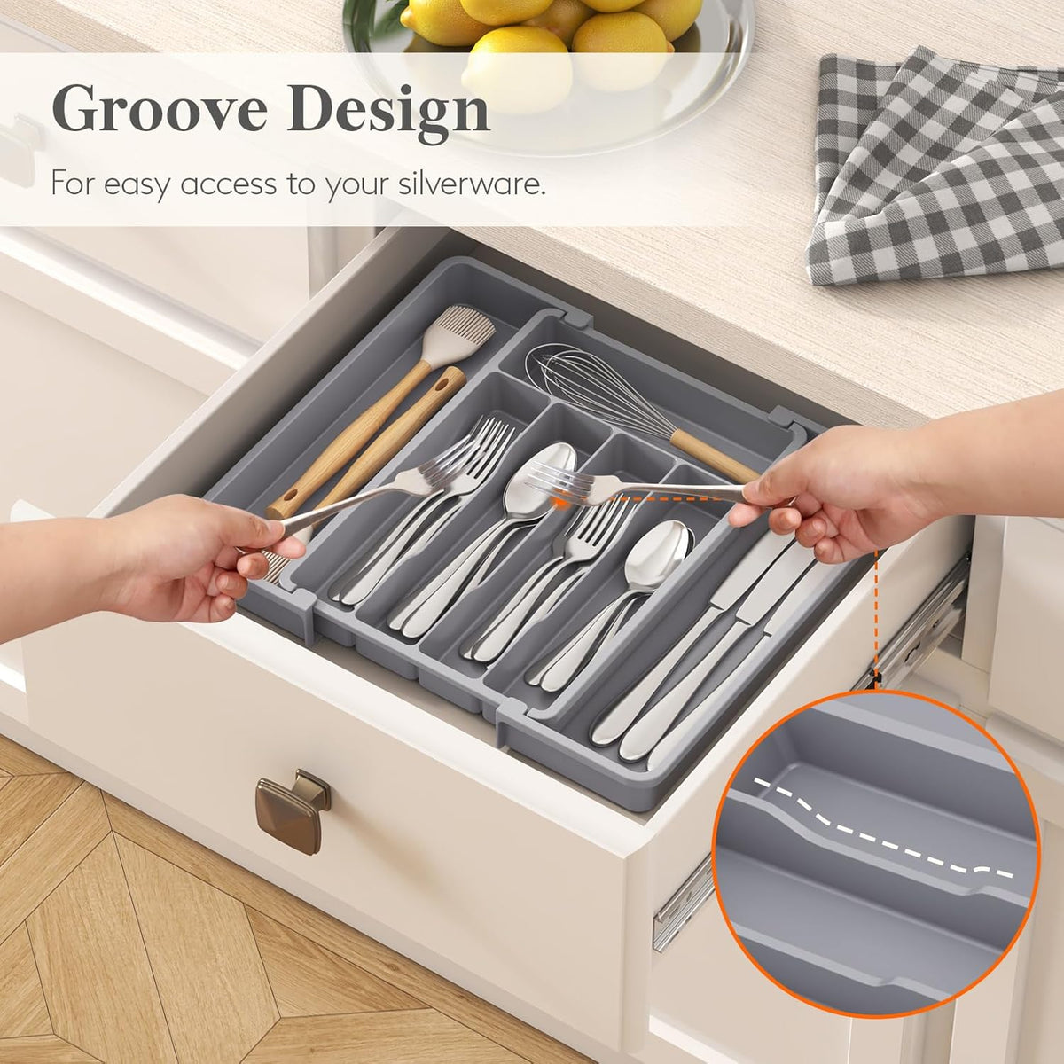 Expandable Silverware Drawer Organizer, Kitchen Utensil Tray