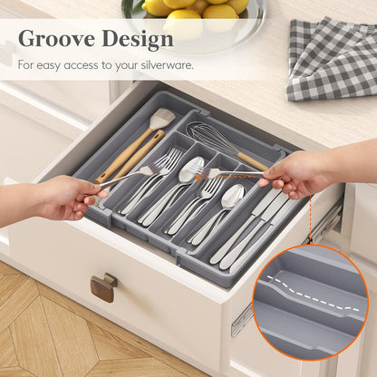 Expandable Silverware Drawer Organizer, Kitchen Utensil Tray