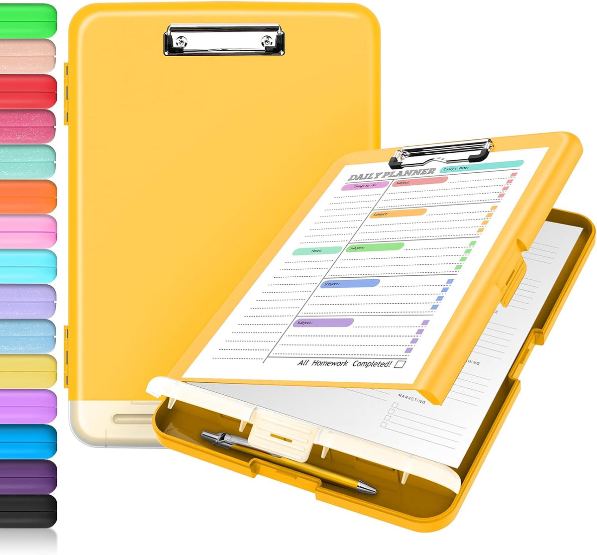 Clipboard with Storage, Clip Board 8.5 x 11 with Pen Holder, High Capacity Plastic Organization Case Box for Letter Legal A4 Size Paper, Nurses Teachers Must Haves, School & Office Supplies