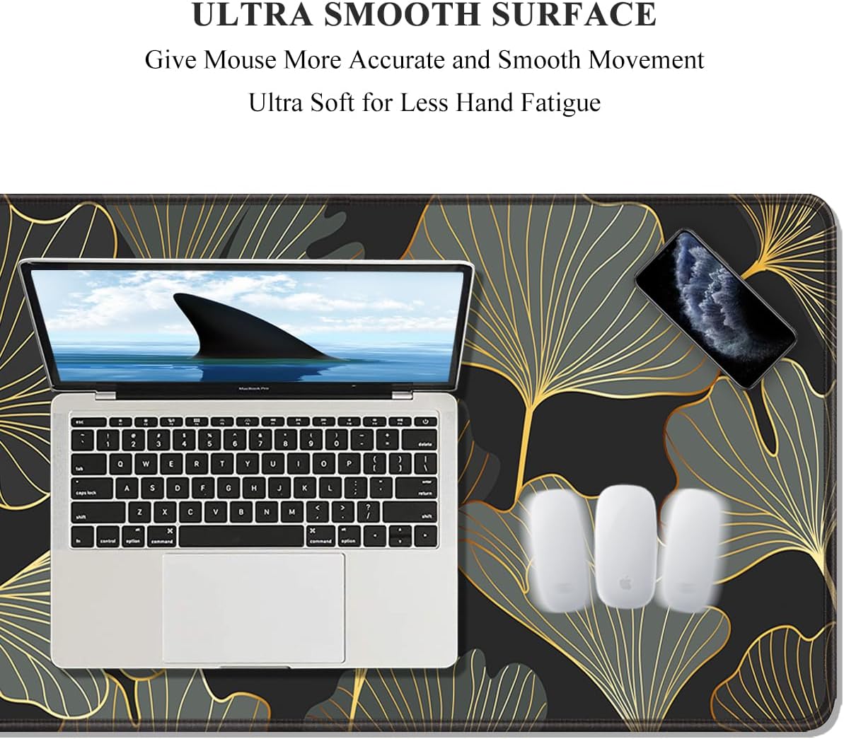 Auhoahsil Desk Mat, Ultra Large Mouse Pad, XXL Gaming Mousepad, Green Tropical Leaves Deskpad, Big Extended Full Size Mouse Pad, Desktop Desk Matt for Keyboard, Laptop & Computer, 35.5 x 15.7 in - Colors B