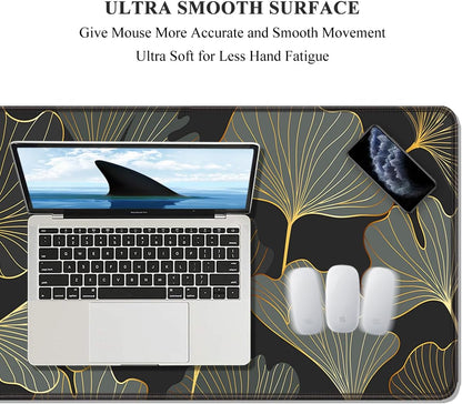 Auhoahsil Desk Mat, Ultra Large Mouse Pad, XXL Gaming Mousepad, Green Tropical Leaves Deskpad, Big Extended Full Size Mouse Pad, Desktop Desk Matt for Keyboard, Laptop & Computer, 35.5 x 15.7 in - Colors B