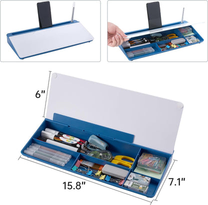 TSJ OFFICE Desktop Whiteboard Dry-Erase-Board - Computer Keyboard Stand White Board Surface Pad with Drawer, Desk Organizers with Accessories for Office, Home, School Supplies - Black