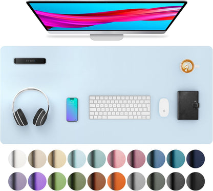 Aothia Leather Office Desk Pad Protector, Non-Slip PU Leather Desk Blotter, Waterproof Laptop Writing Mouse Pad for Office and Home, Black, 31.5" x 15.7" - Colors B