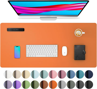 Aothia Leather Office Desk Pad Protector, Non-Slip PU Leather Desk Blotter, Waterproof Laptop Writing Mouse Pad for Office and Home, Black, 31.5" x 15.7" - Colors A
