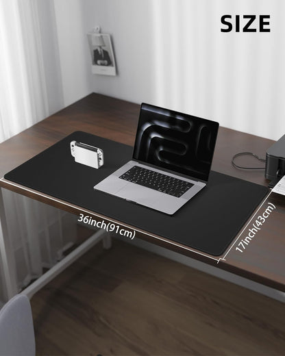 AFIING Large Desk Mat 55" x 24" - PU Leather Desk Pad Protector, Waterproof Non-Slip Extended Mouse Pad for Office Desk, Keyboard, Laptop and Home Workspace (Black)