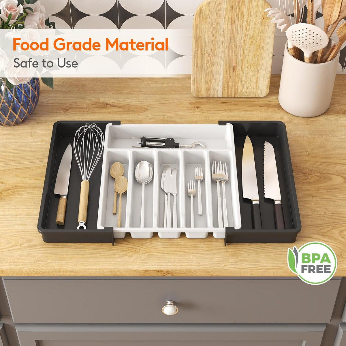Expandable Silverware Drawer Organizer, Kitchen Utensil Tray