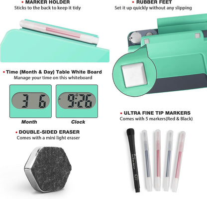 Small Glass Desktop Whiteboard Dry-Erase, Mini Pure Glass Whiteboard Stand