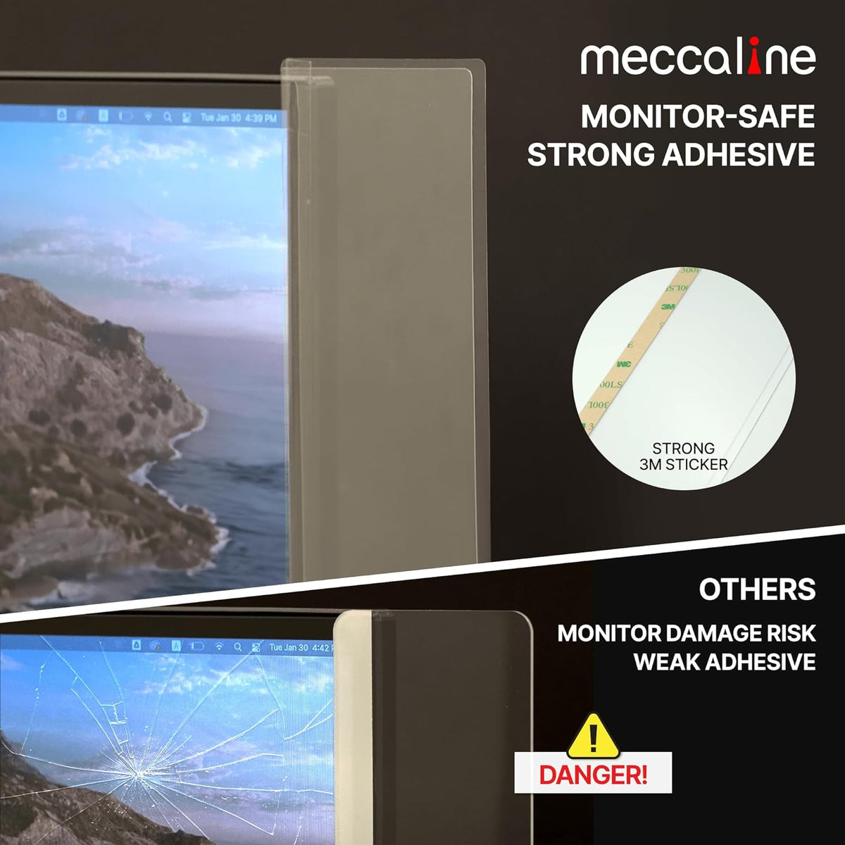 Monitor Memo Board 2Pcs - Flexible Clear PET Computer Screen Sticky Note Holder - Side Panel Message Organizer - Versatile Office Desk Accessories - Cool Home Office Supplies - 3.1" x 11.8"