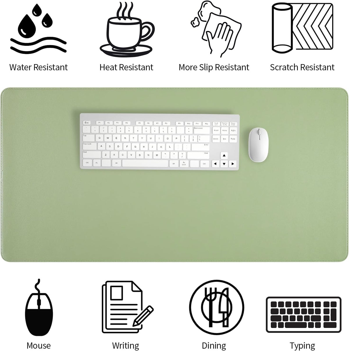 Bloss Leather Desk Pad and Keyboard Wrist Rest, Large Mouse Pad + Keyboard Pad+Mouse Wrist Support, Non-Slip Desk Mat Protector for Office, Home(31.5×15.7 Inches,Beige) - Colors B
