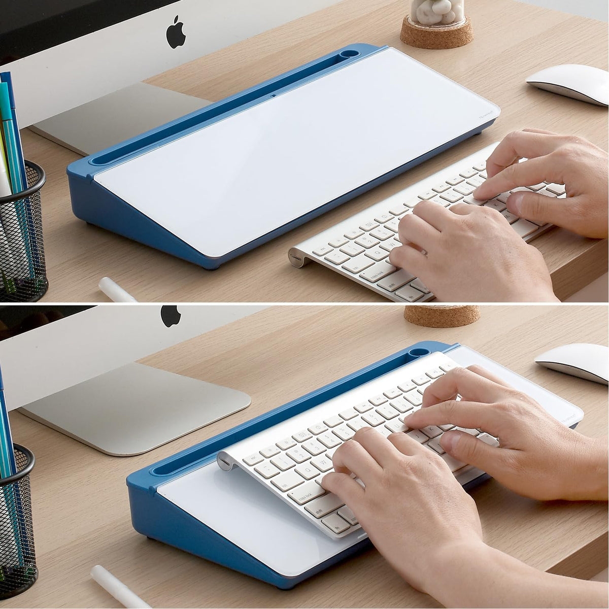 TSJ OFFICE Desktop Whiteboard Dry-Erase-Board - Computer Keyboard Stand White Board Surface Pad with Drawer, Desk Organizers with Accessories for Office, Home, School Supplies - Black