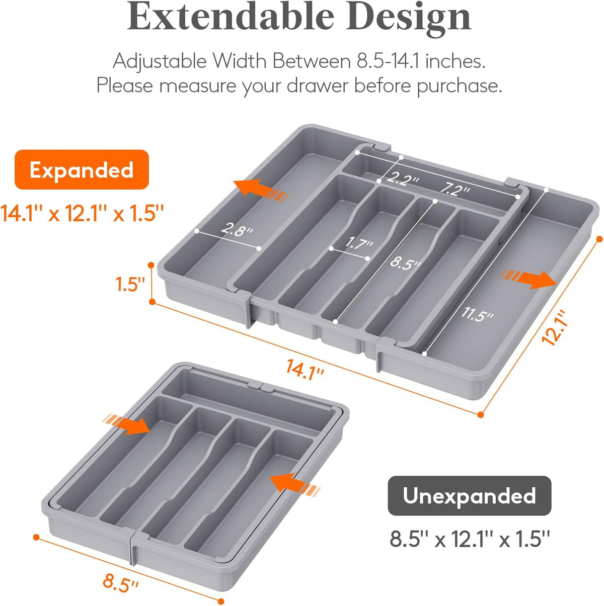 Expandable Silverware Drawer Organizer, Kitchen Utensil Tray
