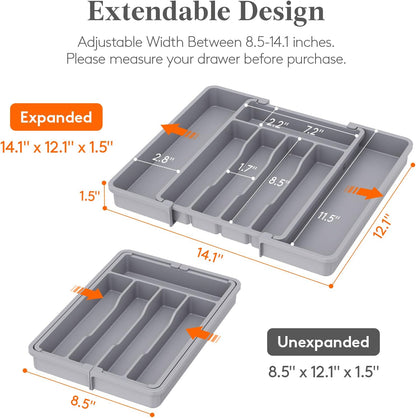 Expandable Silverware Drawer Organizer, Kitchen Utensil Tray
