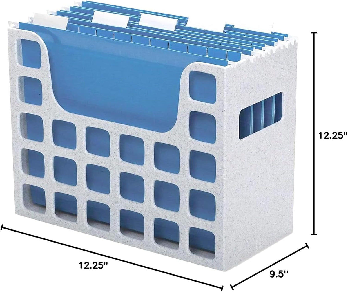 Pendaflex Desktop File with 5 Blue Letter Size Hanging File Folders - Portable File Organizer w/Tabs & Inserts - 12 1/4 x 6 x 9 1/2 Granite Finish Plastic File Box - Fits Desktop and Drawers - 1 Unit