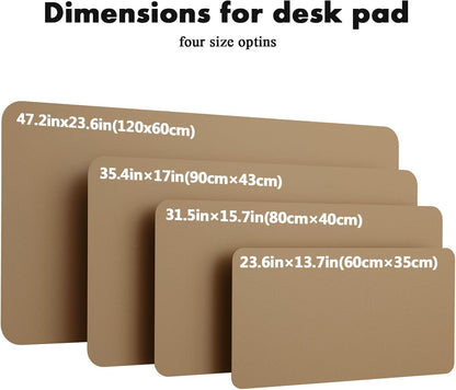Double-Sided Desk Pad, 31.5"x15.7"Leather Desk Mat, Eco Cork Desk Pad Protector,Large Mouse Pad,Waterproof Desk Blotter for Office/Home(Coffee)