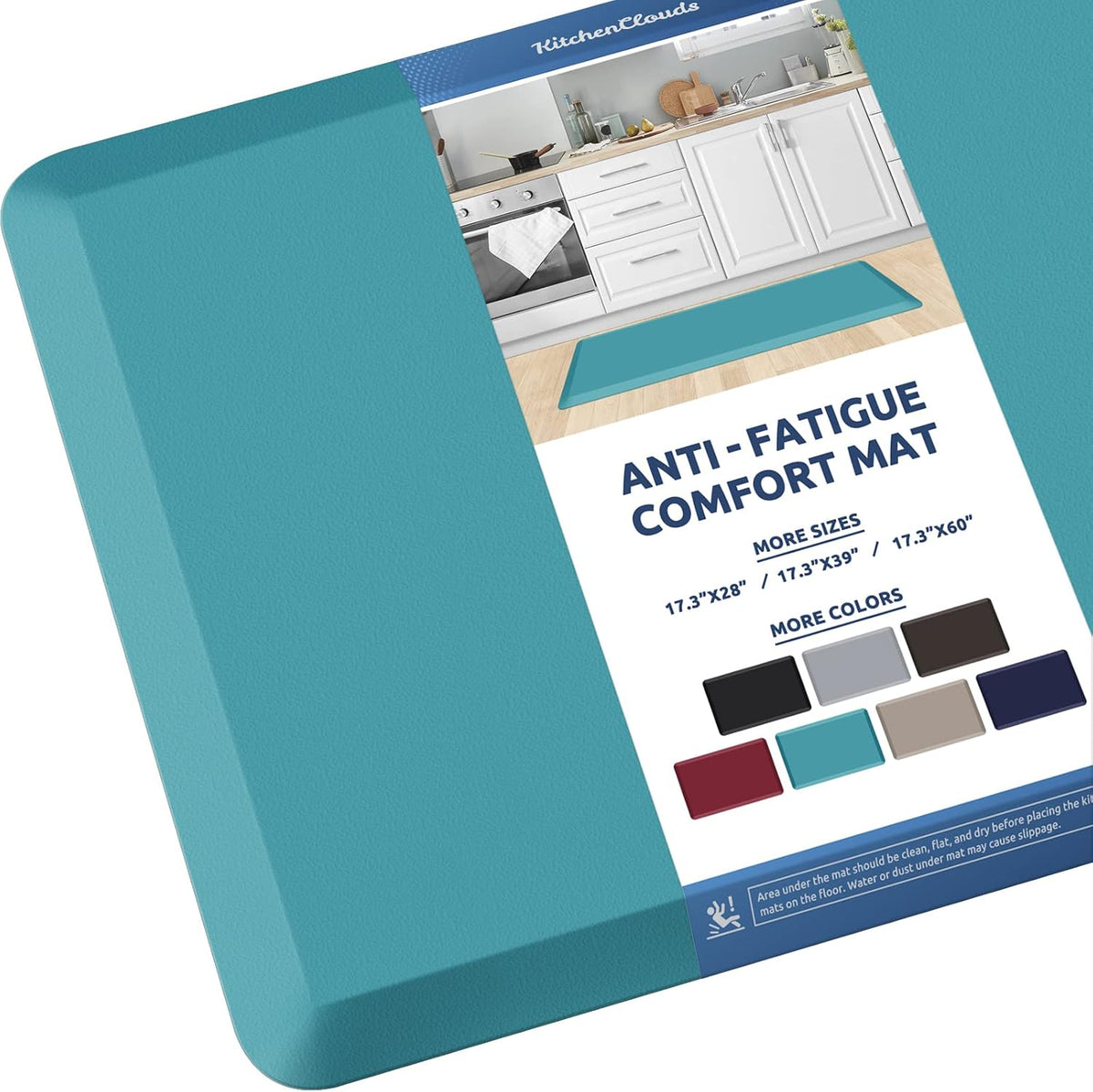 KitchenClouds Kitchen Mat Cushioned Anti Fatigue Rug 17.3"x28" Water Resistant, Non Slip, Standing and Comfort Desk/Floor Mats for House Sink Office (Black)