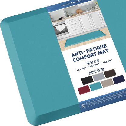 KitchenClouds Kitchen Mat Cushioned Anti Fatigue Rug 17.3"x28" Water Resistant, Non Slip, Standing and Comfort Desk/Floor Mats for House Sink Office (Black)