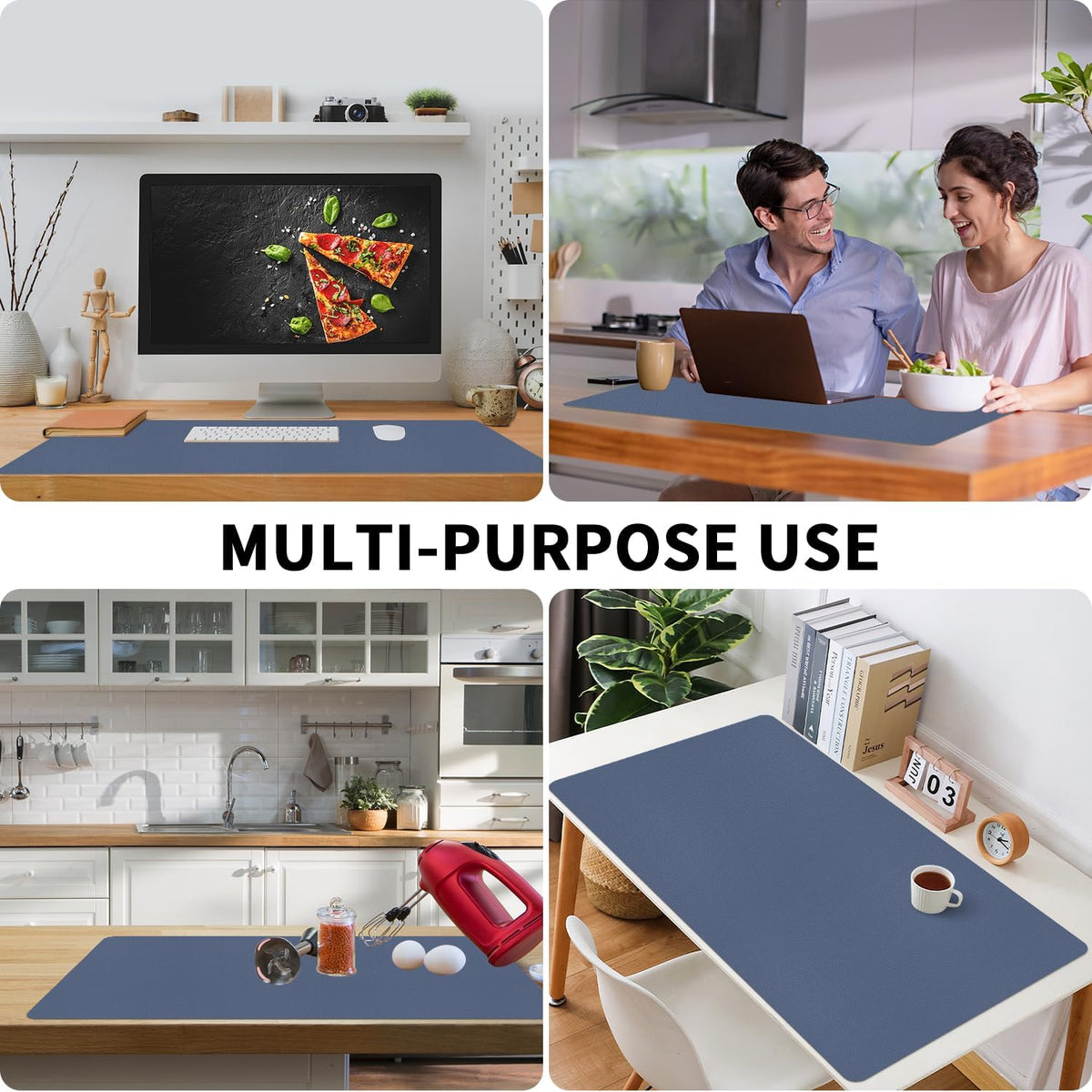 Bloss Leather Desk Pad and Keyboard Wrist Rest, Large Mouse Pad + Keyboard Pad+Mouse Wrist Support, Non-Slip Desk Mat Protector for Office, Home(31.5×15.7 Inches,Beige) - Colors B