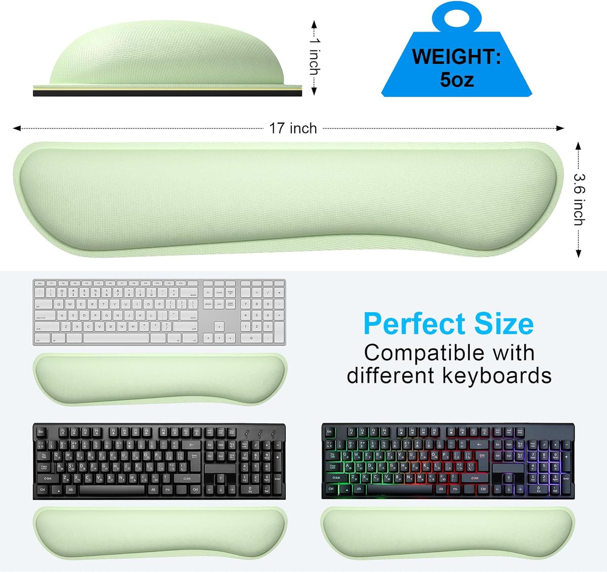 Dapesuom Enlarge Keyboard Wrist Rest, Cute Memory Foam Keyboard Wrist Cushion for Computer Desk Mats Support, Typing Pain Relief Ergonomic Mouse Pad Rests with Non-Slip Base for Gaming, Laptop, Purple