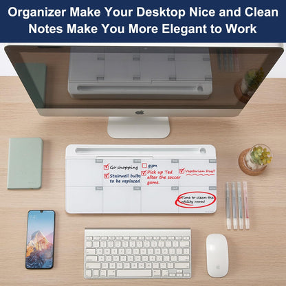 TSJ OFFICE Desktop Whiteboard Dry-Erase-Board - Computer Keyboard Stand White Board Surface Pad with Drawer, Desk Organizers with Accessories for Office, Home, School Supplies - Black