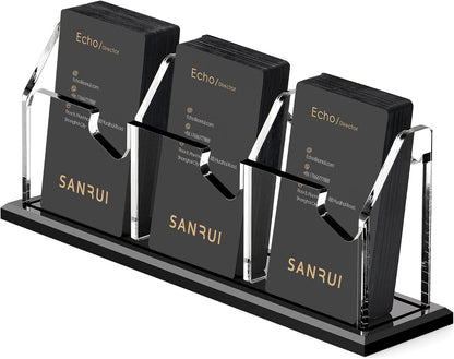 Black Business Card Holder for Desk 1 Slot Clear Acrylic Horizontal