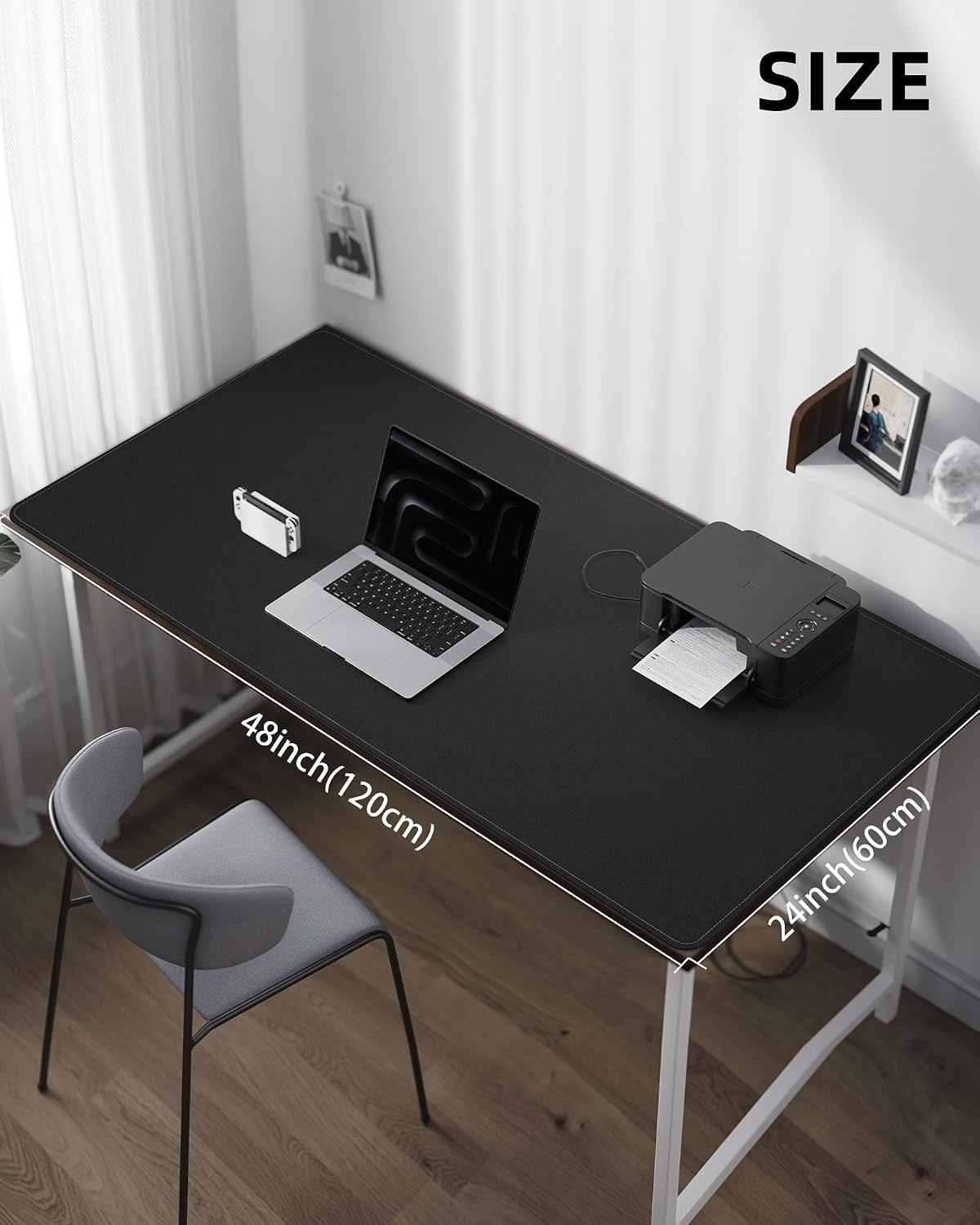AFIING Large Desk Mat 55" x 24" - PU Leather Desk Pad Protector, Waterproof Non-Slip Extended Mouse Pad for Office Desk, Keyboard, Laptop and Home Workspace (Black)