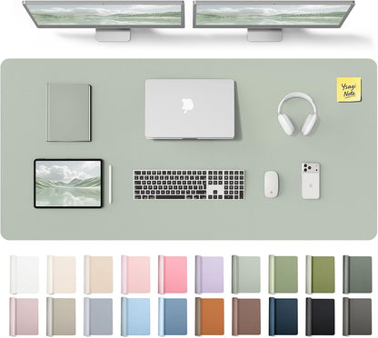 YSAGi Leather Desk Pad Protector, Office Desk Mat, Large Mouse Pad, Non-Slip PU Leather Desk Blotter, Waterproof Laptop Desk Writing Pad for Office and Home (23.6" x 13.8", Eggshell) - Colors B