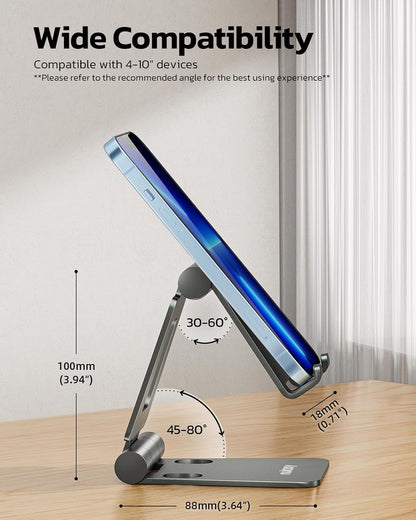 Nulaxy Dual Folding Cell Phone Stand, Fully Adjustable Foldable Desktop Phone Holder Cradle Dock Compatible with iPhone 17 16 15 14 13 12 11 Pro Max Xs Xr X 8, Nintendo Switch, All Phones - Purple