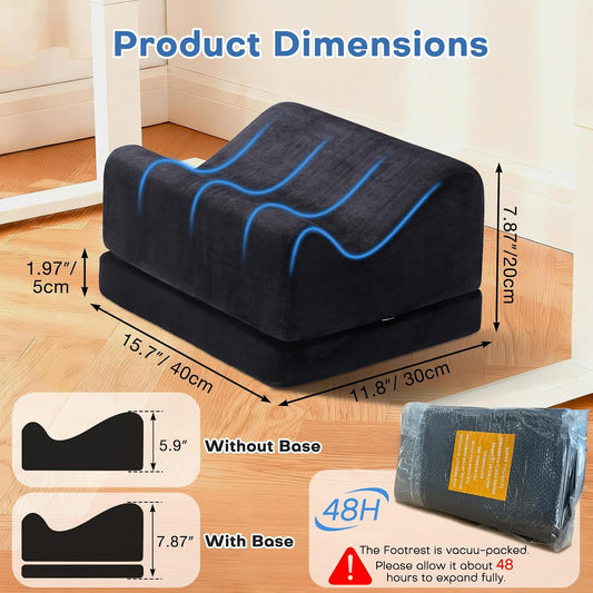 Ergonomic Foot Rest for Under Desk at Work, Multi-Angle Adjustable Height Under Desk Footrest for Office Gaming Chair, High-Density Foam Footstool Leg Elevation Pillow for Back Hip Knee Pain Relief