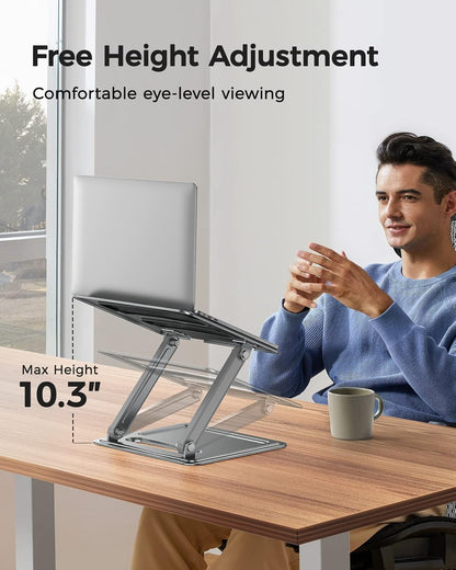 LORYERGO Adjustable Laptop Stand, Portable for 17.3inch Laptops, Holds Up to 17.6lbs, Ergonomic Posture & Heat Dissipation
