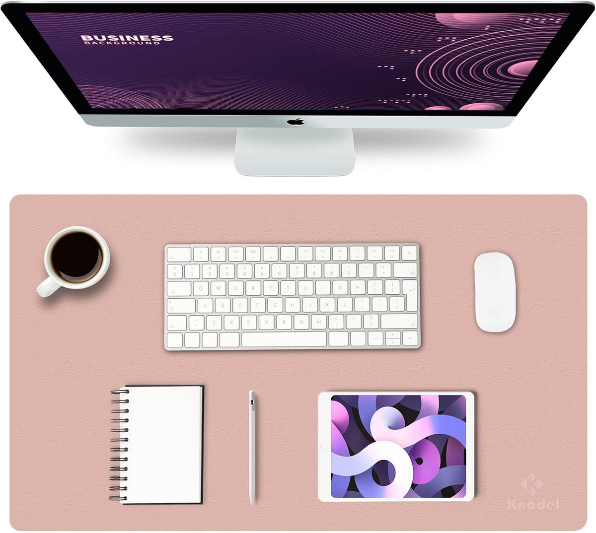 K KNODEL Large Office Leather Desk Mat, Mouse and Keyboard Pad, Computer and Laptop Mat, Desktop Protector and Cover, Writing Pad and Blotter (31.5"x15.7", Black)