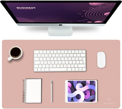 K KNODEL Large Office Leather Desk Mat, Mouse and Keyboard Pad, Computer and Laptop Mat, Desktop Protector and Cover, Writing Pad and Blotter (31.5"x15.7", Black)