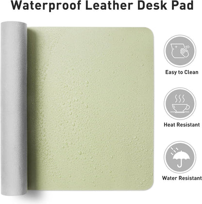 Aothia Leather Office Desk Pad Protector, Non-Slip PU Leather Desk Blotter, Waterproof Laptop Writing Mouse Pad for Office and Home, Black, 31.5" x 15.7" - Colors A