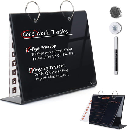 Small Glass Desktop Whiteboard Dry-Erase, Mini Pure Glass Whiteboard Stand